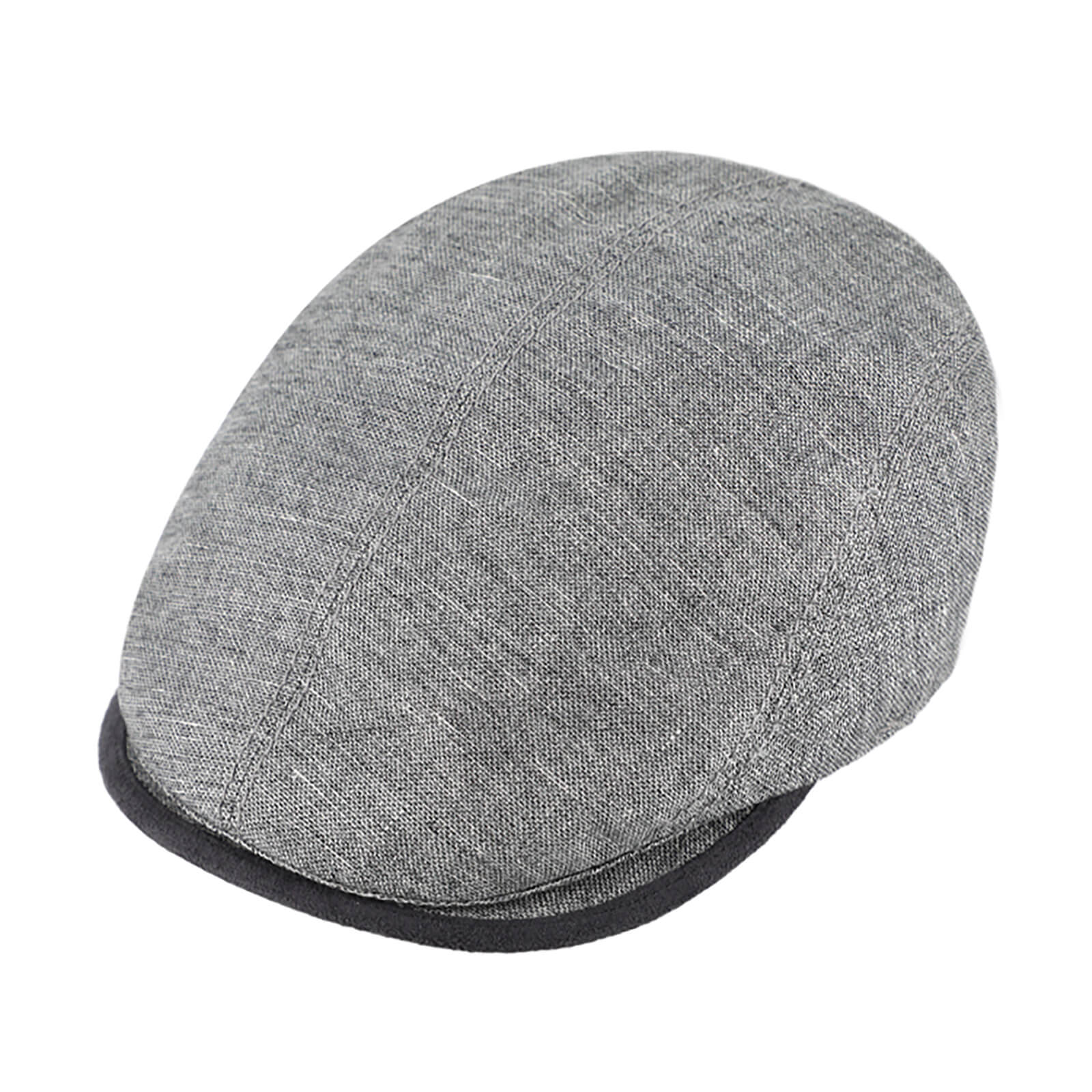 Fiebig Flatcap Leinen melange mit Kontrastnähten UV-Schutz Hellgrau