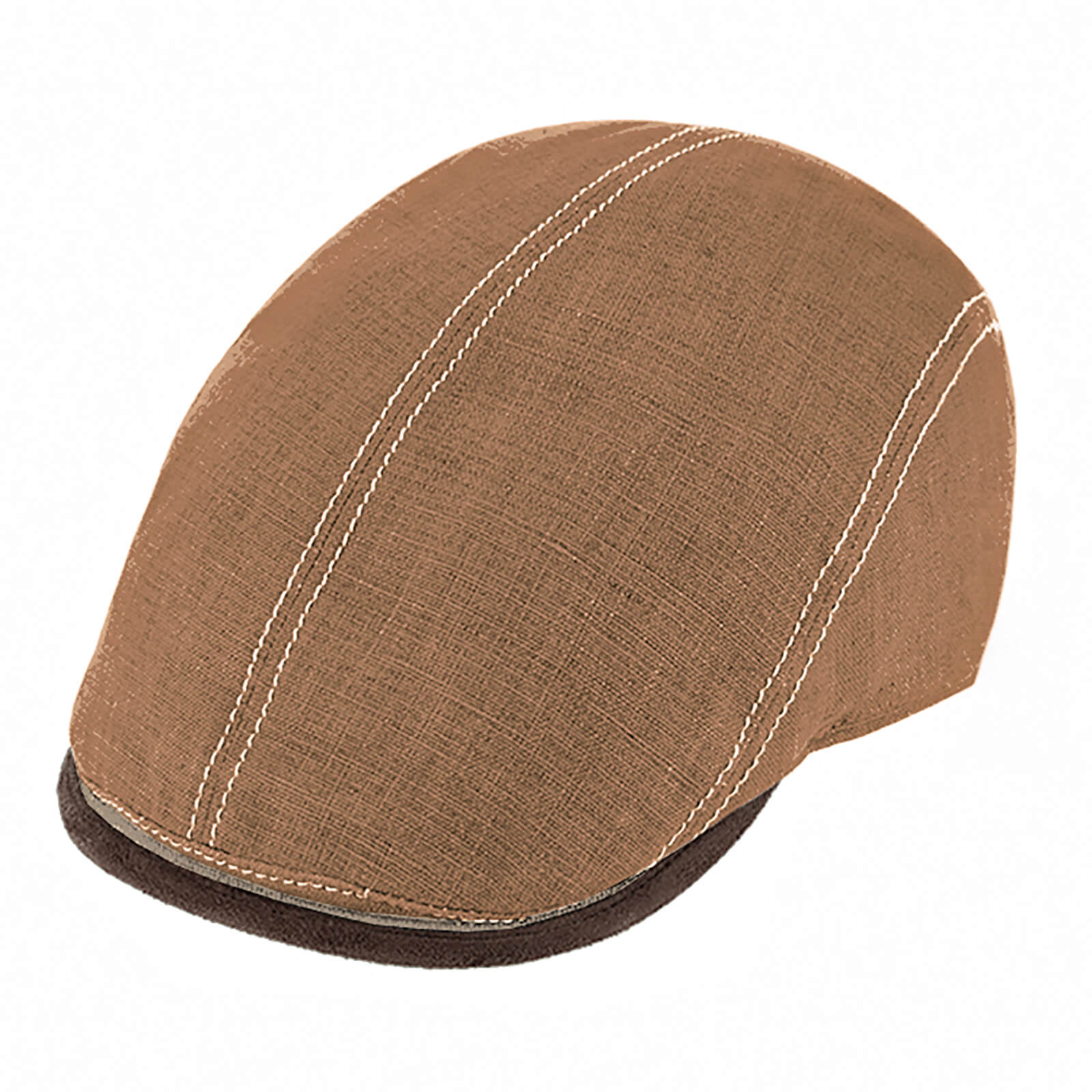 Fiebig Flatcap Leinen mit Kontrastnähten UV-Schutz Zimt