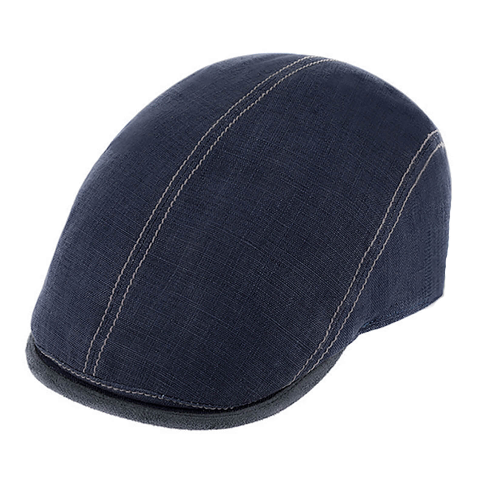 Fiebig Flatcap Leinen mit Kontrastnähten UV-Schutz Marineblau