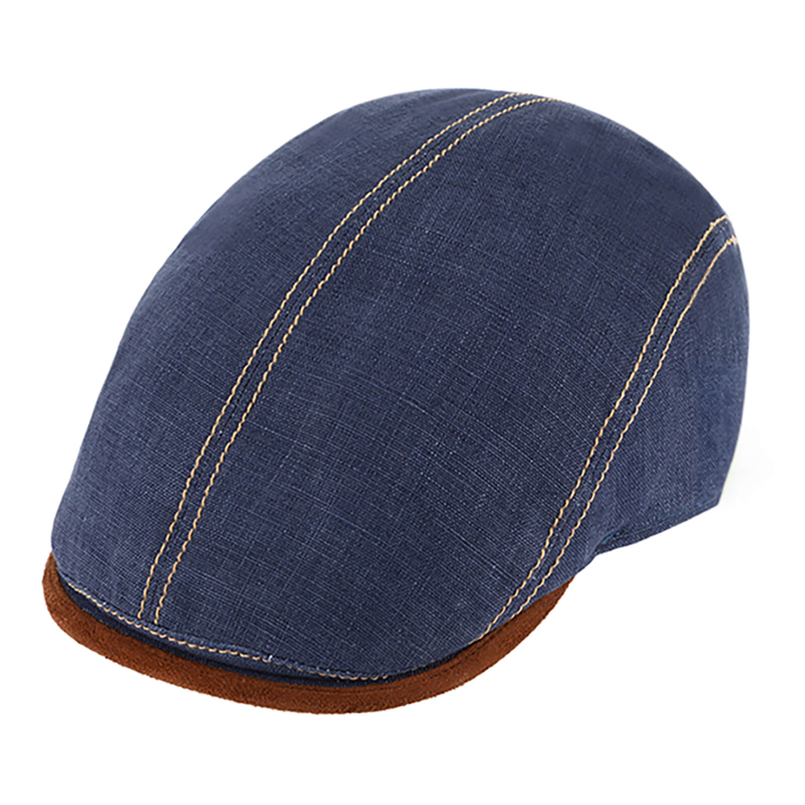 Fiebig Flatcap Leinen mit Kontrastnähten UV-Schutz Jeansblau