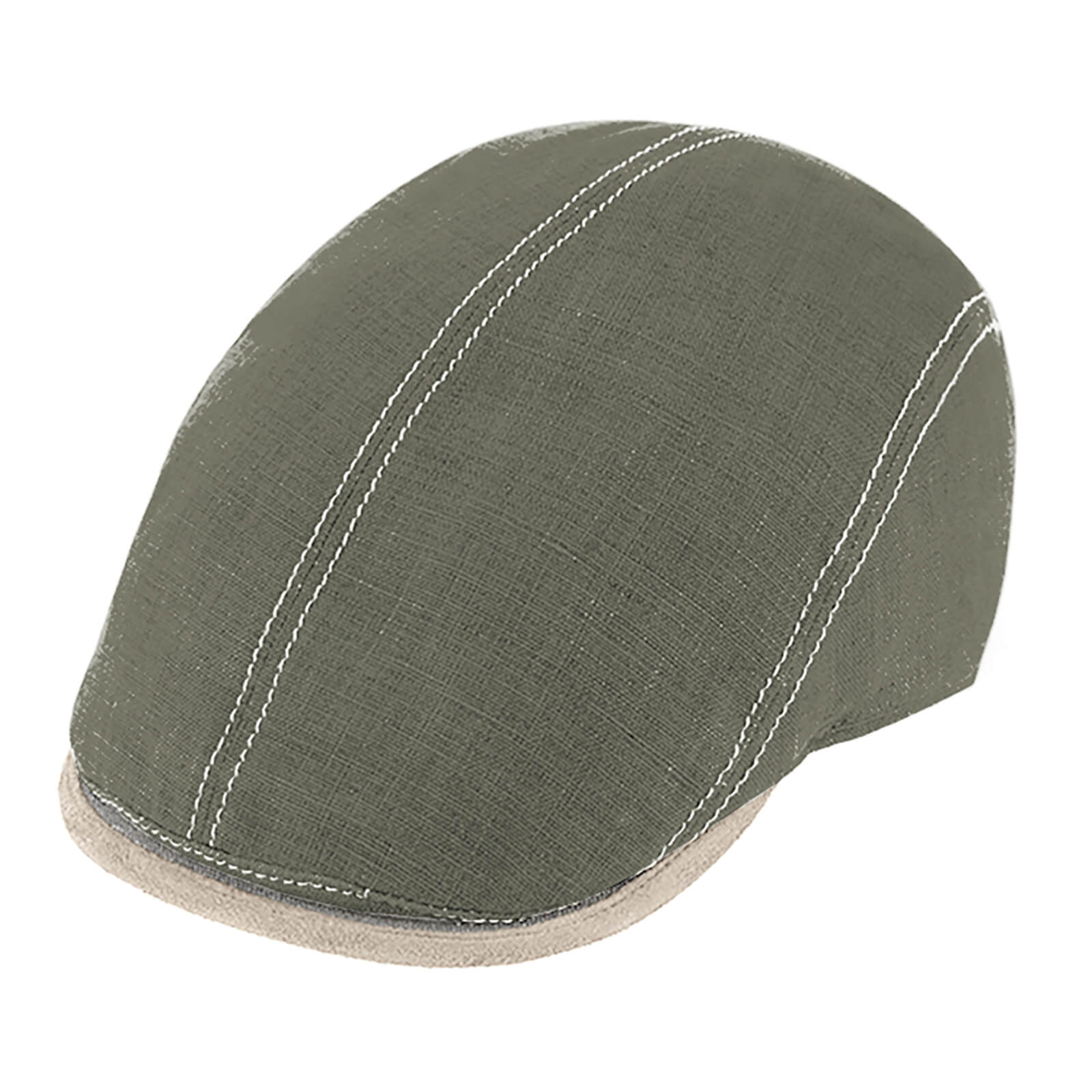 Fiebig Flatcap Leinen mit Kontrastnähten UV-Schutz Oliv