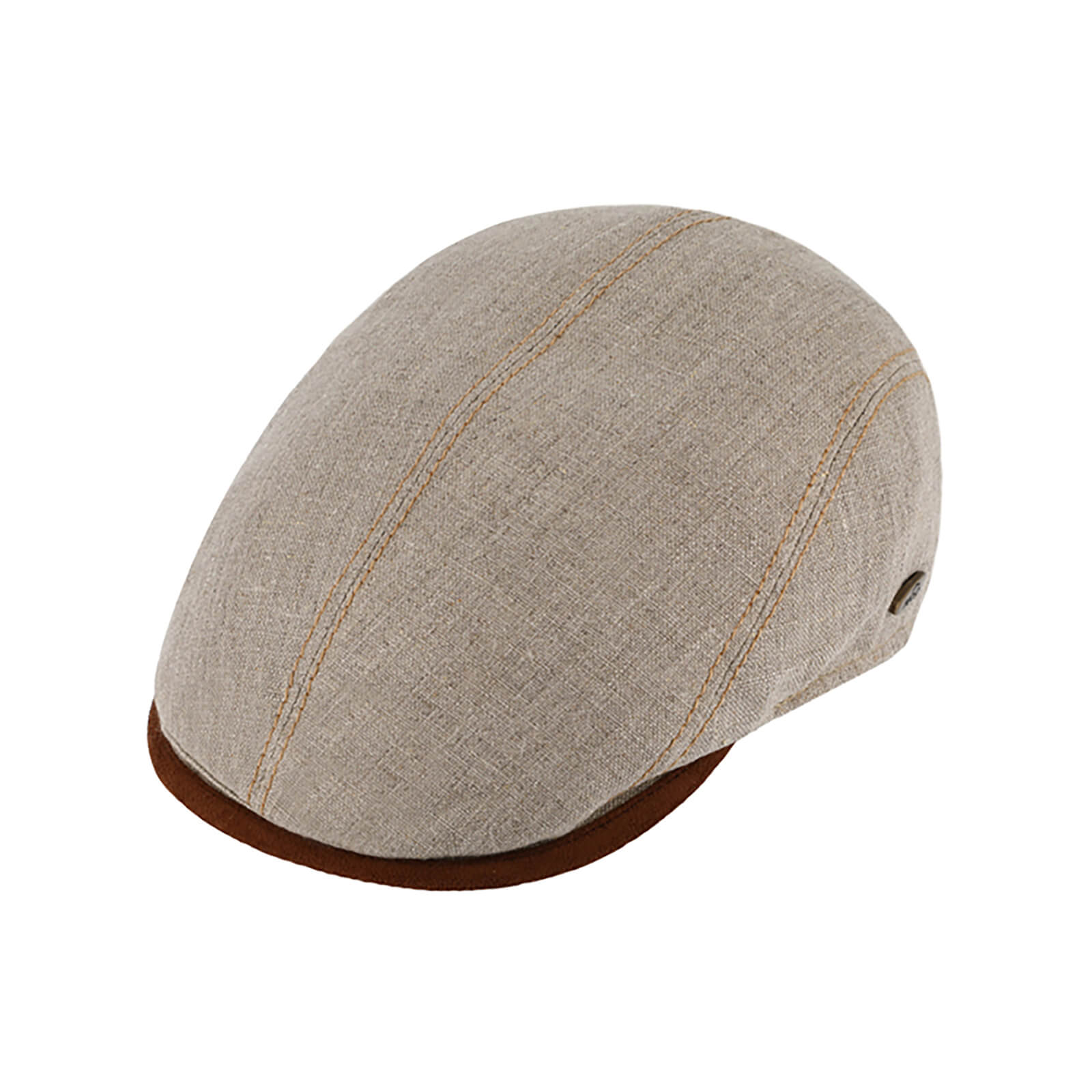 Fiebig Flatcap Leinen mit Kontrastnähten UV-Schutz Beige