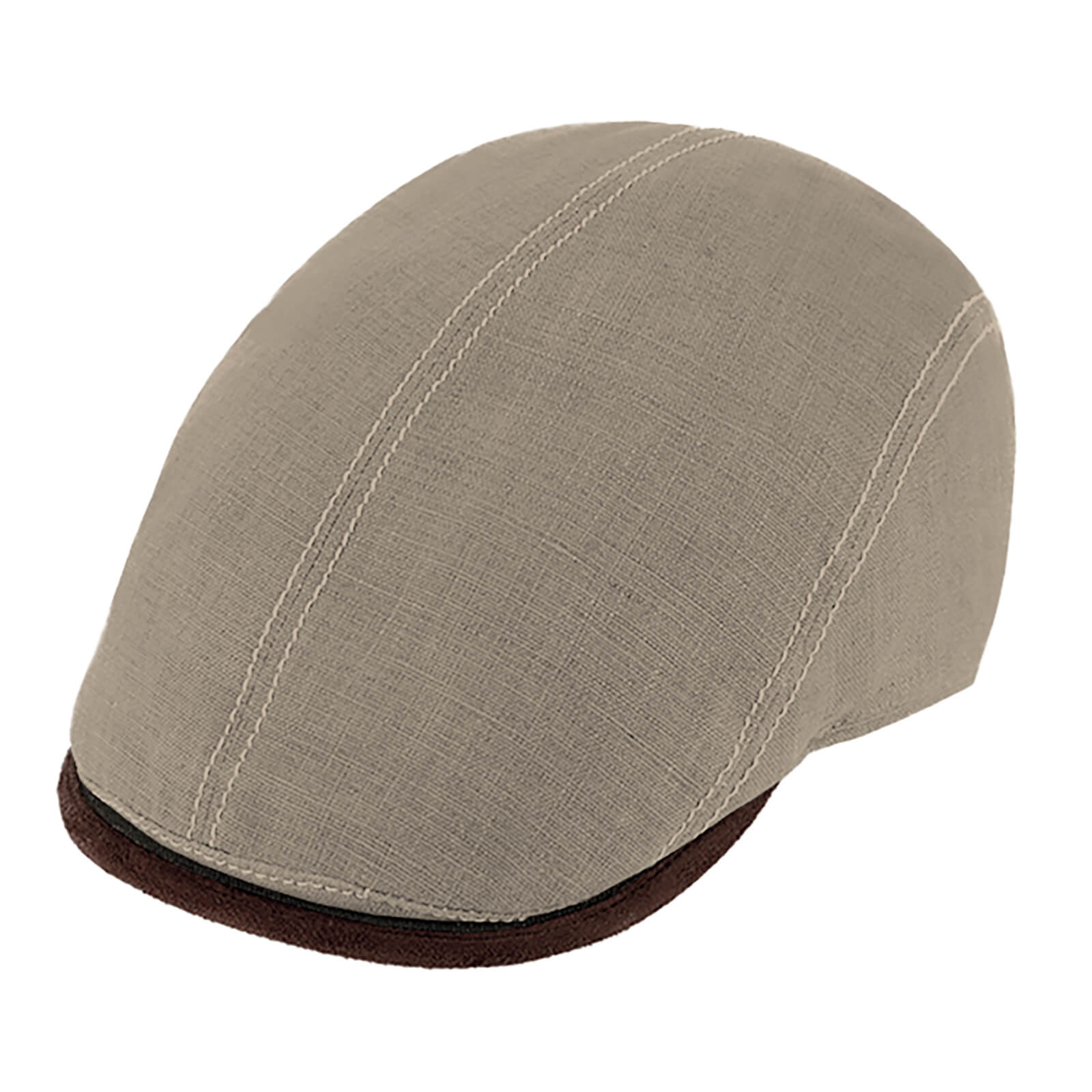 Fiebig Flatcap Leinen mit Kontrastnähten UV-Schutz Taupe