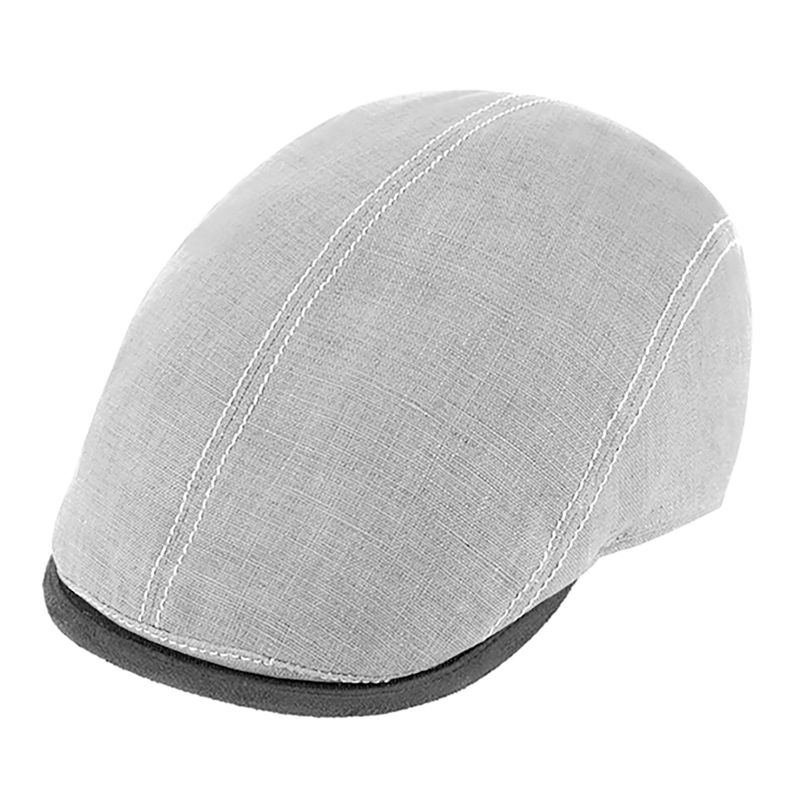 Fiebig Flatcap Leinen mit Kontrastnähten UV-Schutz Hellgrau