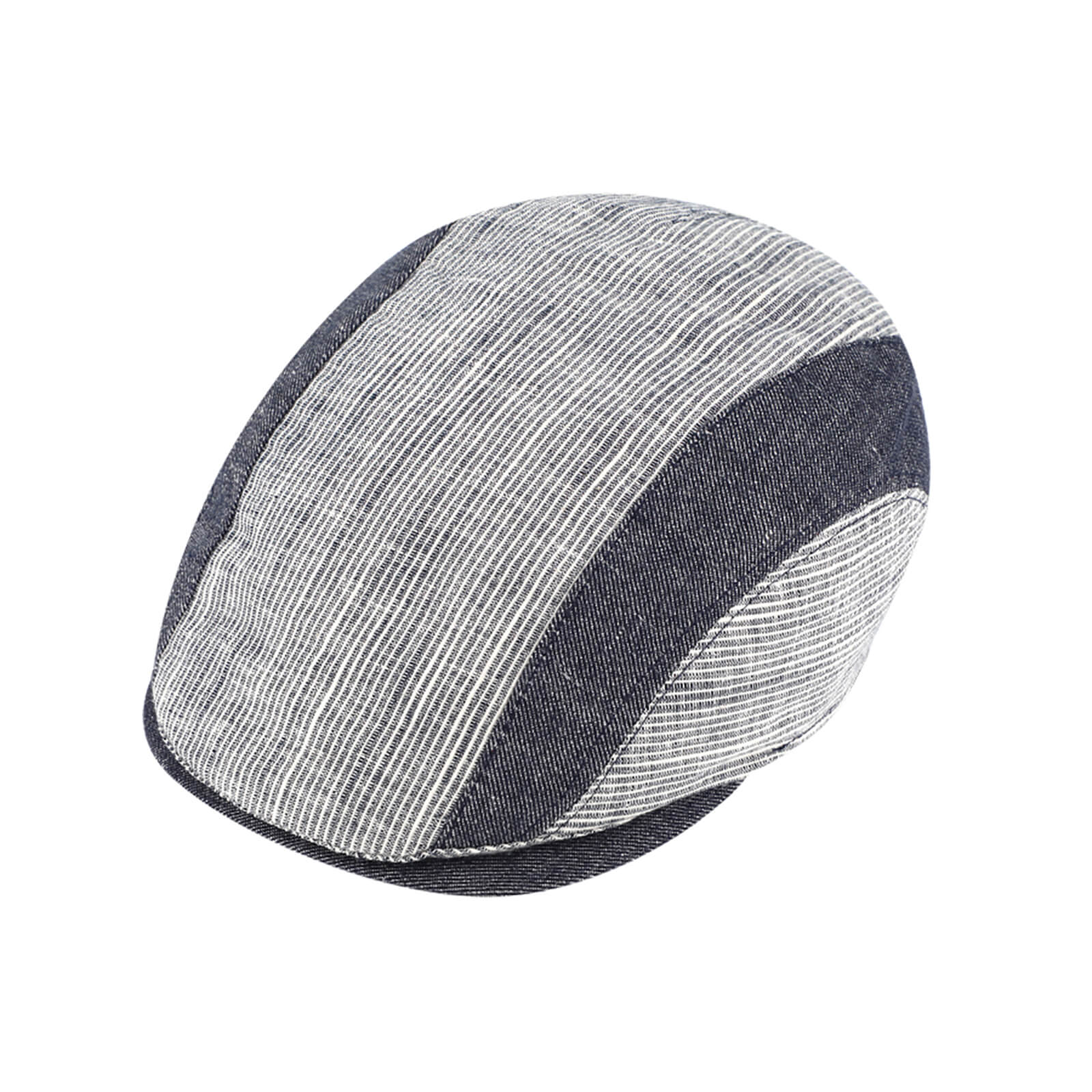 Fiebig Flatcap feine Streifen uni Marineblau