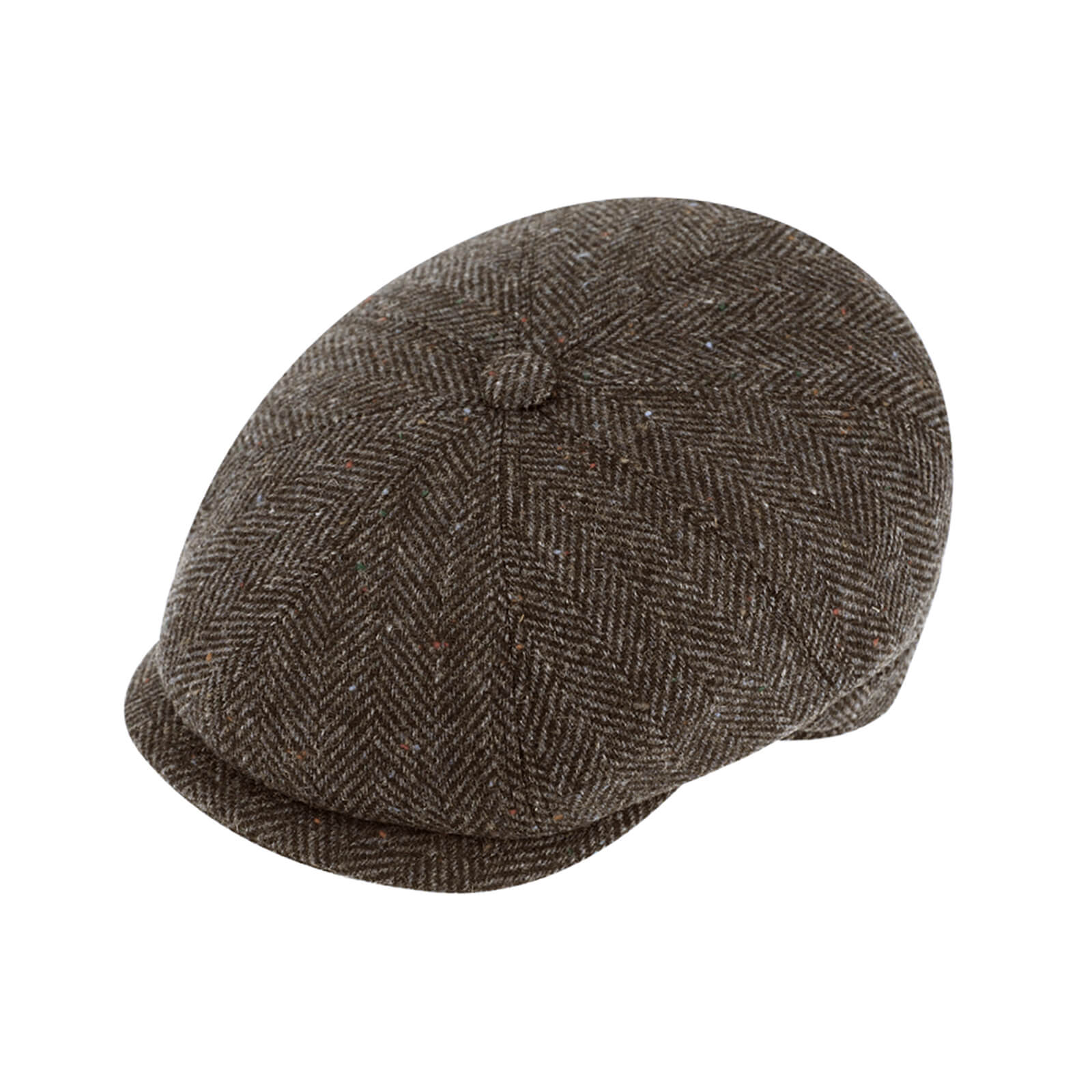 Fiebig 8-Panel Cap Wolle Fischgrät mit Steg Braun