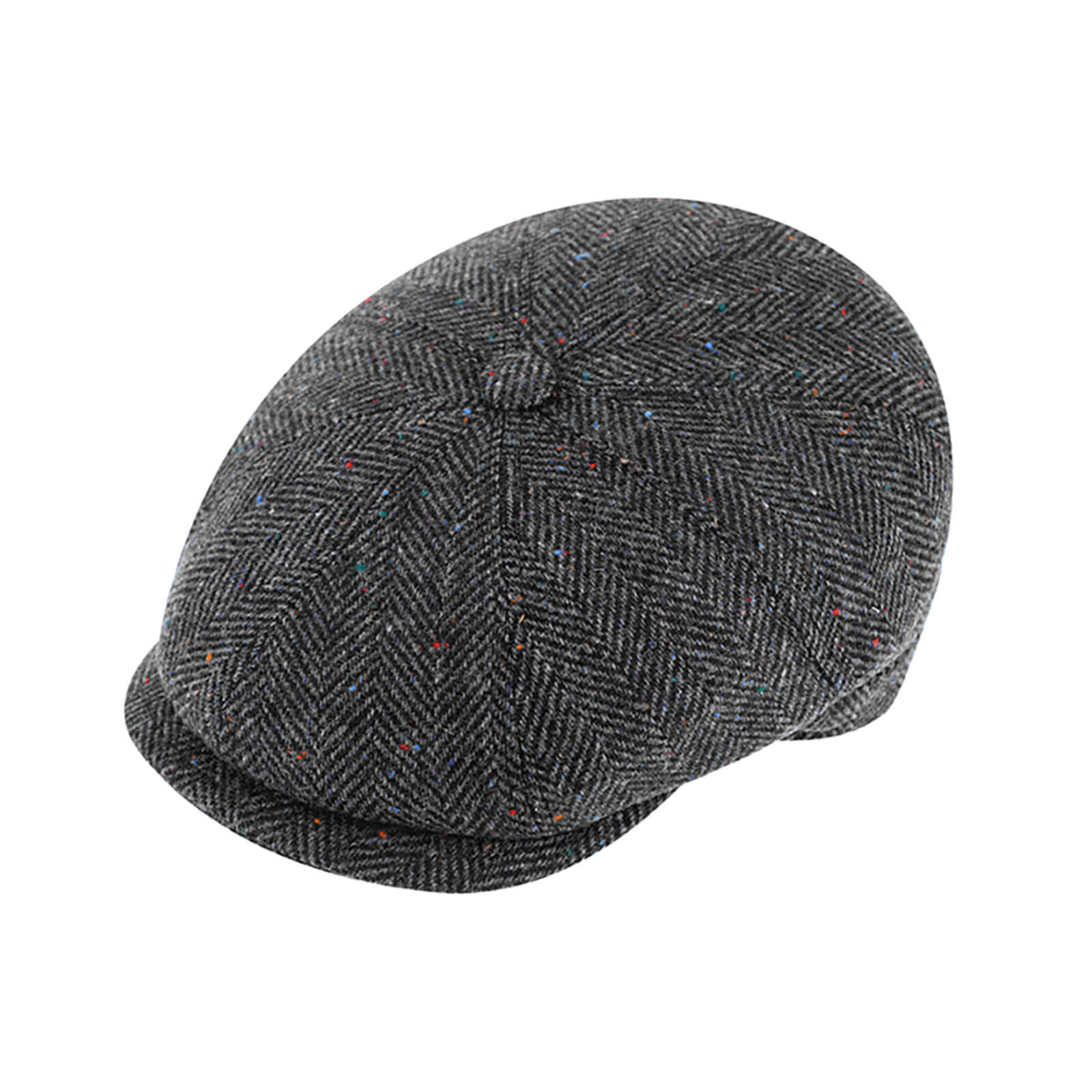 Fiebig 8-Panel Cap Wolle Fischgrät mit Steg Anthrazit