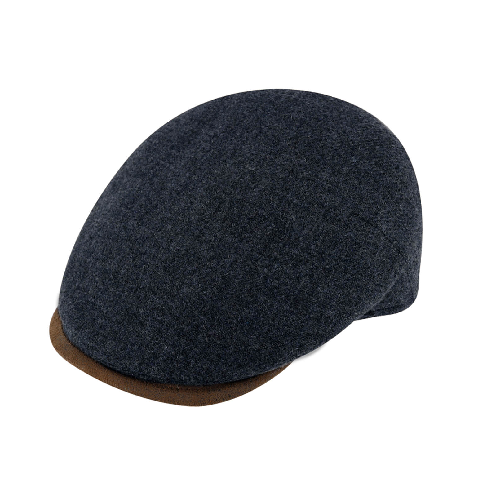 Fiebig Flatcap Shetland Wolle mit Kunstledereinfass Jeansblau
