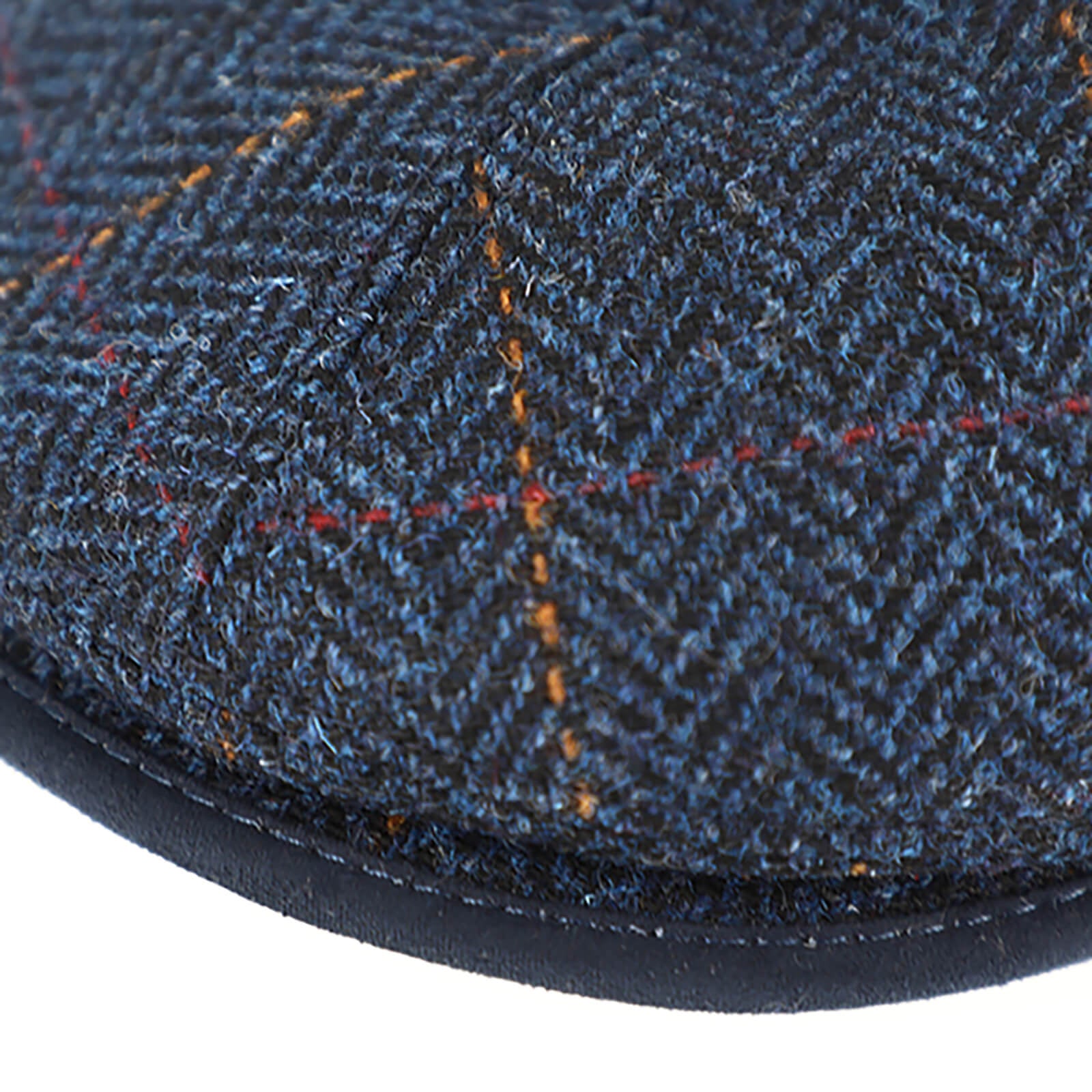 Fiebig Flatcap Shetland Wolle Fischgraet und Karo Marineblau