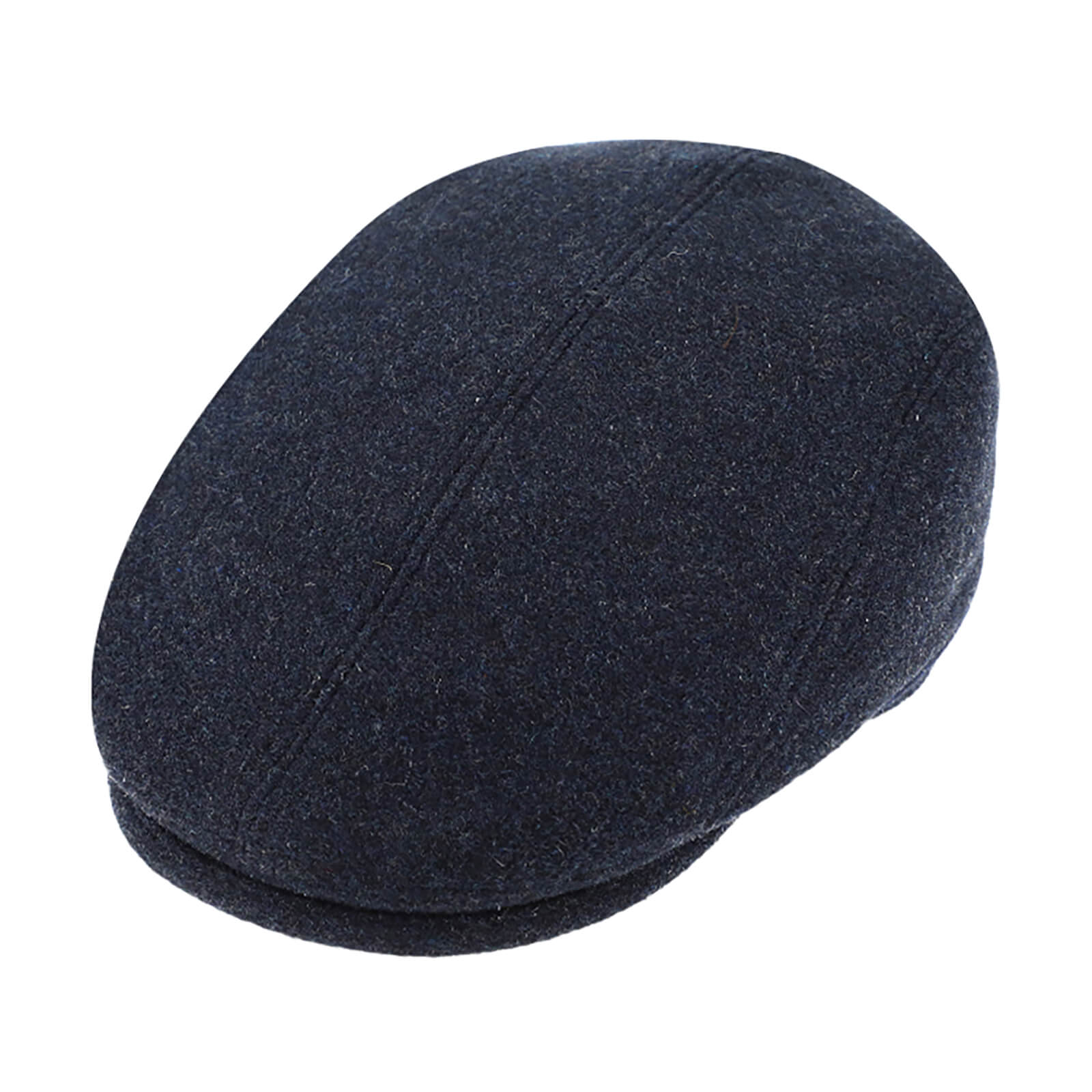 Fiebig Flatcap Wolle uni mit Steg Marineblau