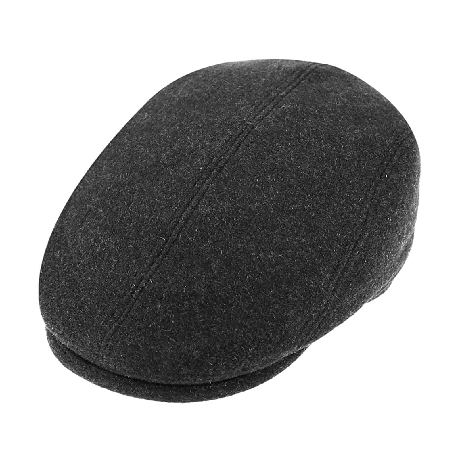 Fiebig Flatcap Wolle uni mit Steg Anthrazit