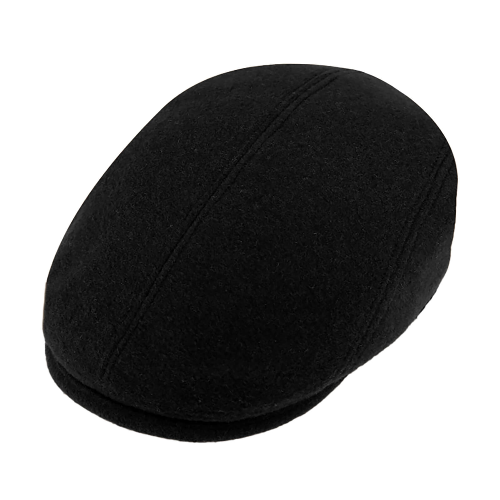 Fiebig Flatcap Wolle uni mit Steg Schwarz