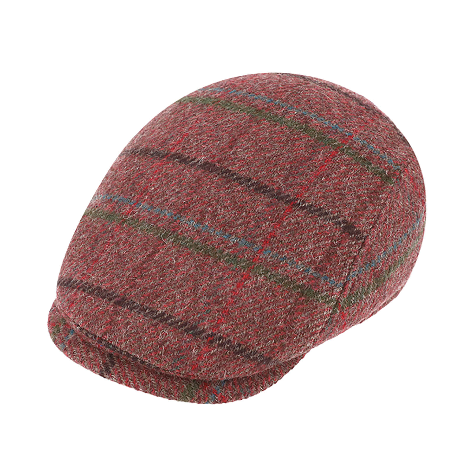 Fiebig Flatcap Wolle mehrfarbiges Karomuster Bordeaux