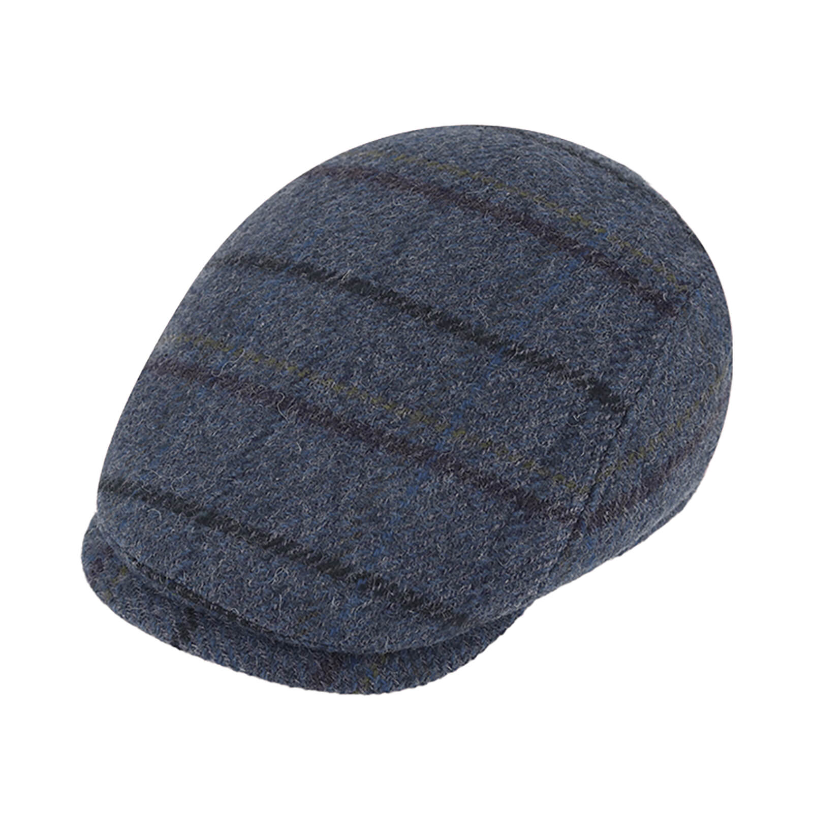 Fiebig Flatcap Wolle mehrfarbiges Karomuster Marineblau