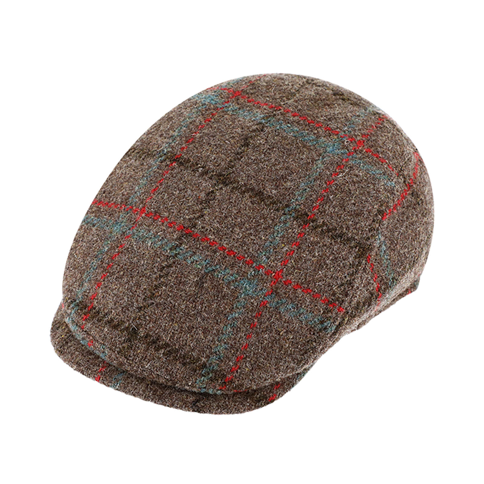 Fiebig Flatcap Wolle mehrfarbiges Karomuster Braun
