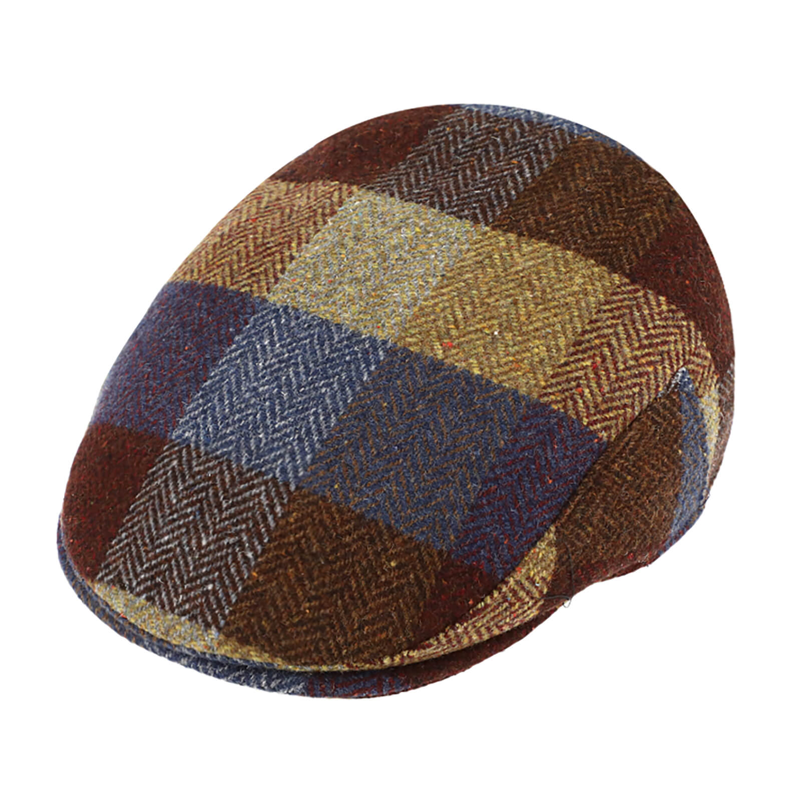 Fiebig Flatcap Wolle Fischgrät-Karo Braun
