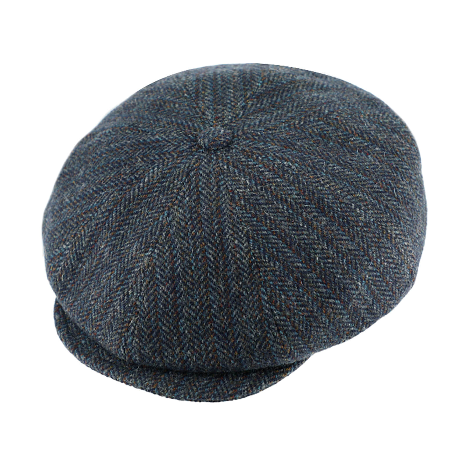 Fiebig 8-Panel Cap Schurwolle Fischgrät breite Form Marineblau