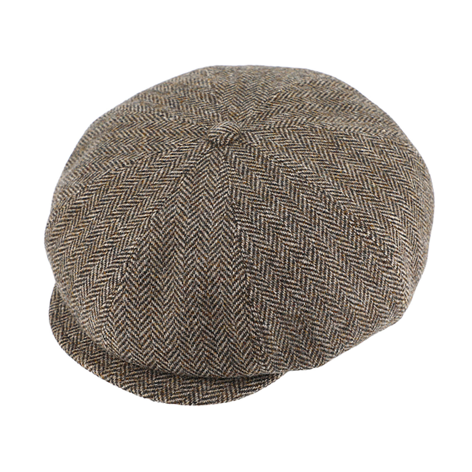 Fiebig 8-Panel Cap Schurwolle Fischgrät breite Form Taupe
