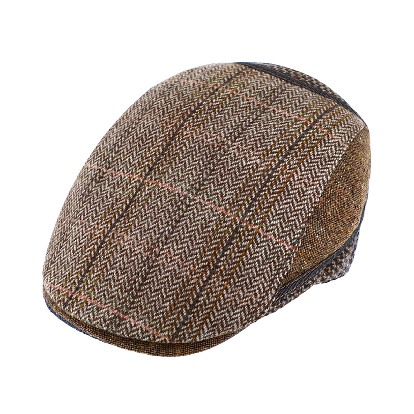 Fiebig Flatcap Fischgrät mit Detailnähten Braun