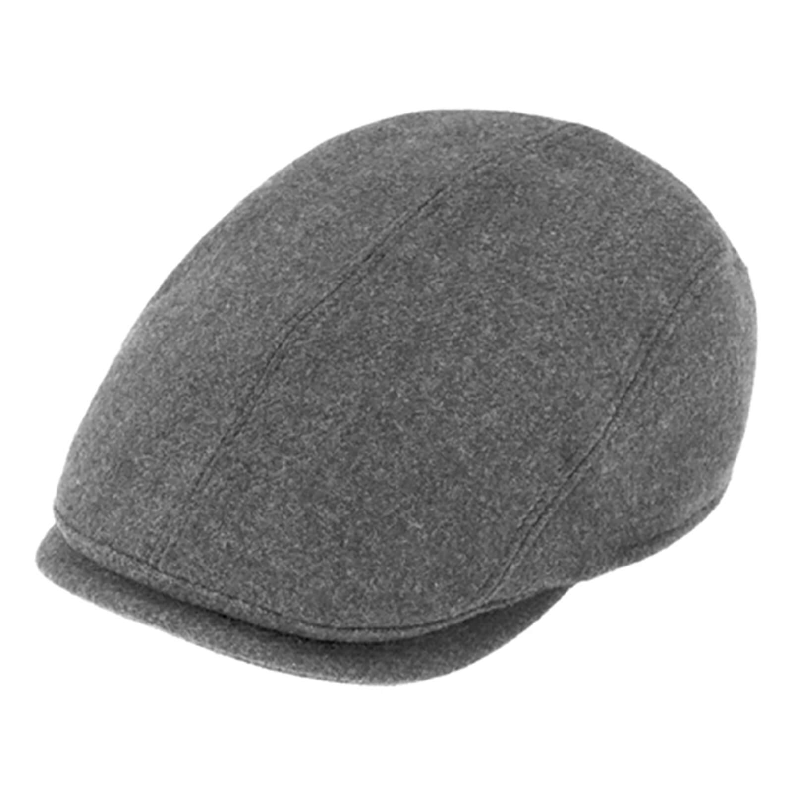 Fiebig Flatcap Shetlandwolle melange mit Ohrenklappen Hellgrau