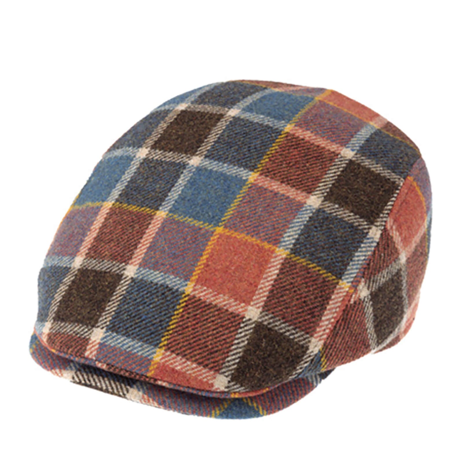 Fiebig Flatcap Shetland Wolle kariert Zimt