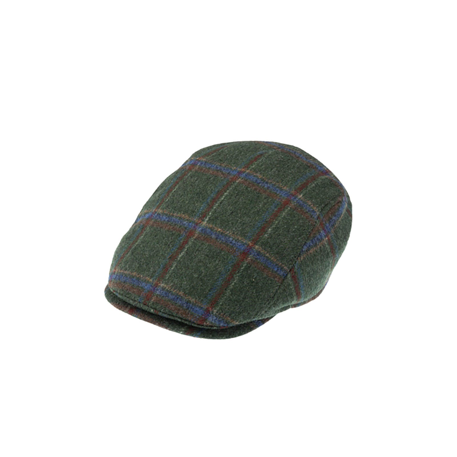 Fiebig Flatcap Merino Wolle kariert Oliv