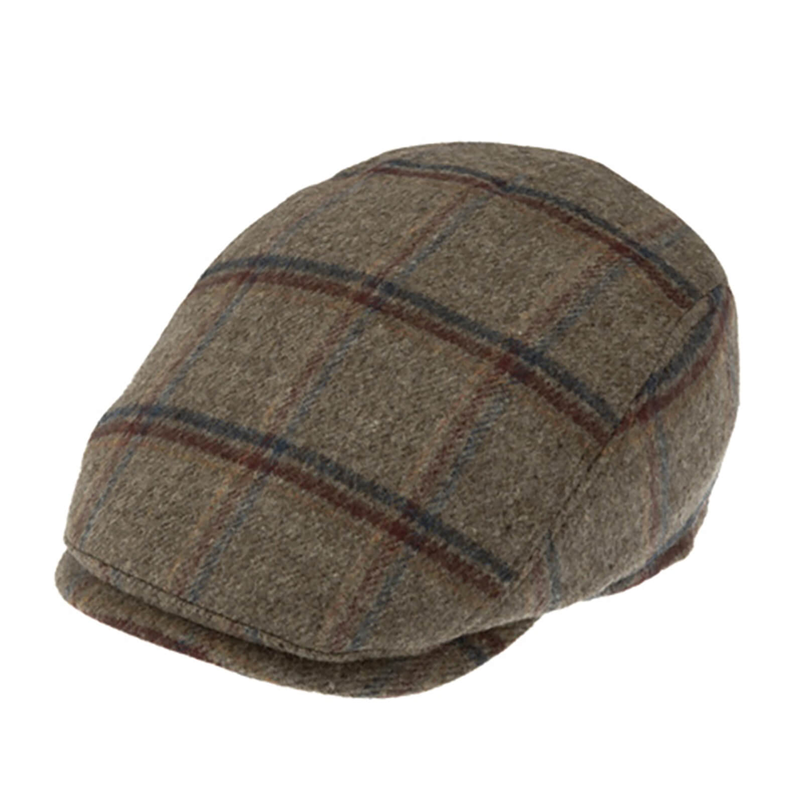 Fiebig Flatcap Merino Wolle kariert Taupe