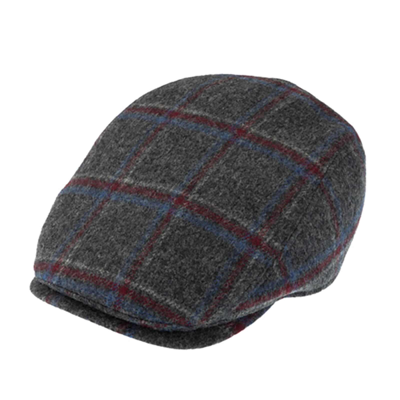 Fiebig Flatcap Merino Wolle kariert Anthrazit