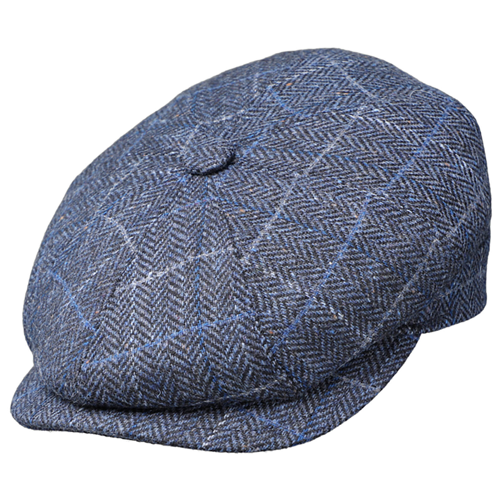 Fiebig 8-Panel Cap Wolle karo Marineblau