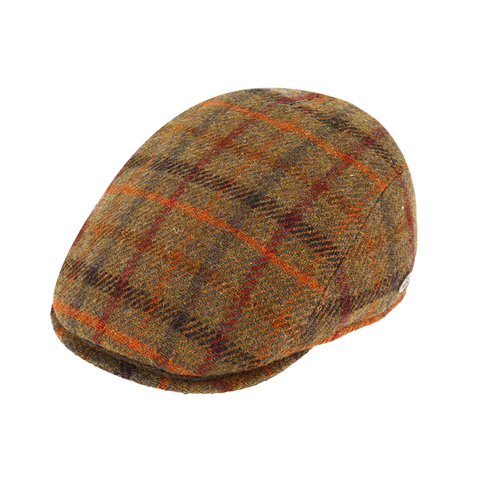 Fiebig Flatcap Harris Tweed Karo Oliv