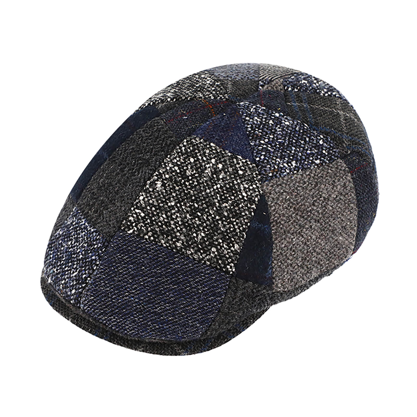 Fiebig 6-Panel Cap Wollmix Patchwork Marineblau