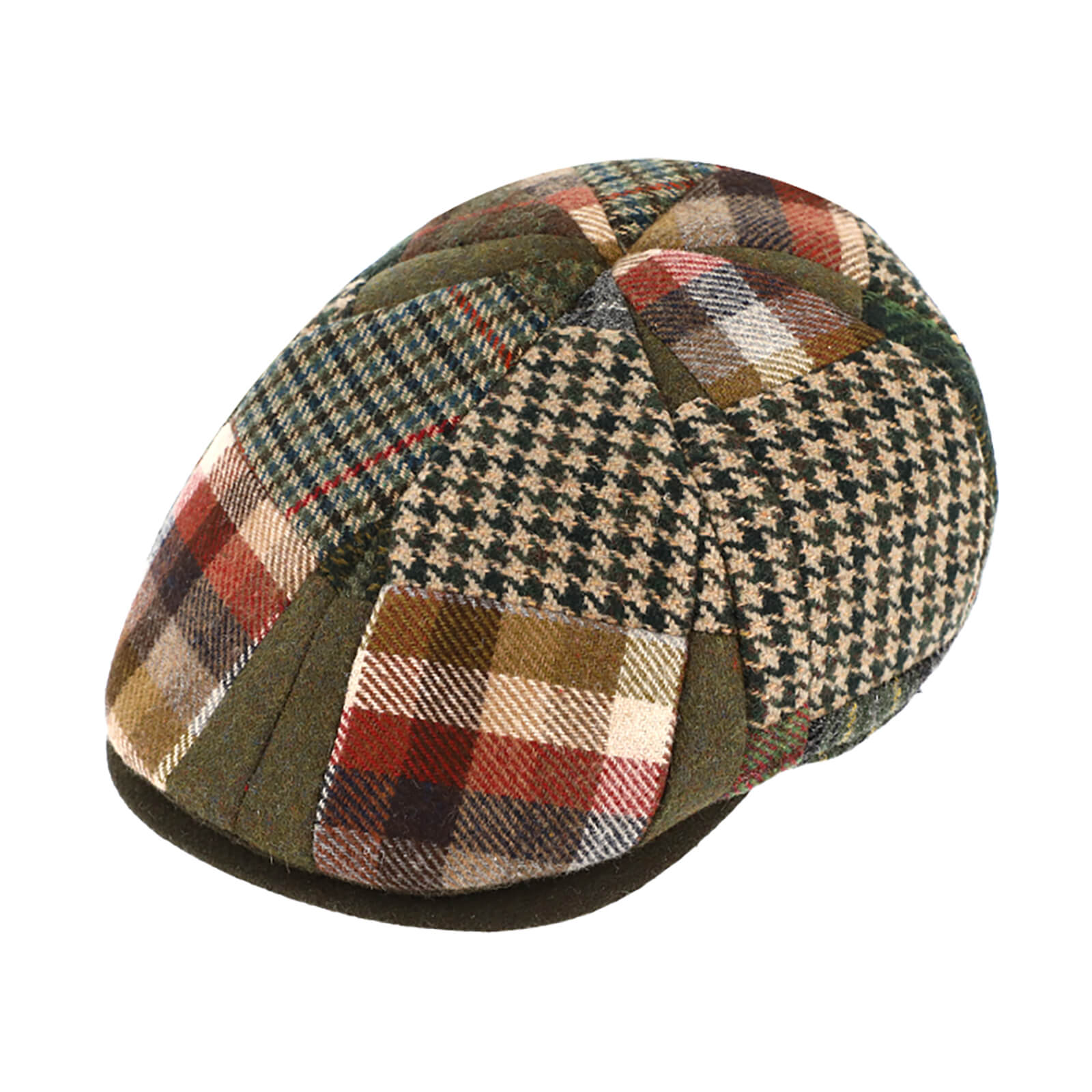 Fiebig 6-Panel Cap Wollmix Patchwork Oliv