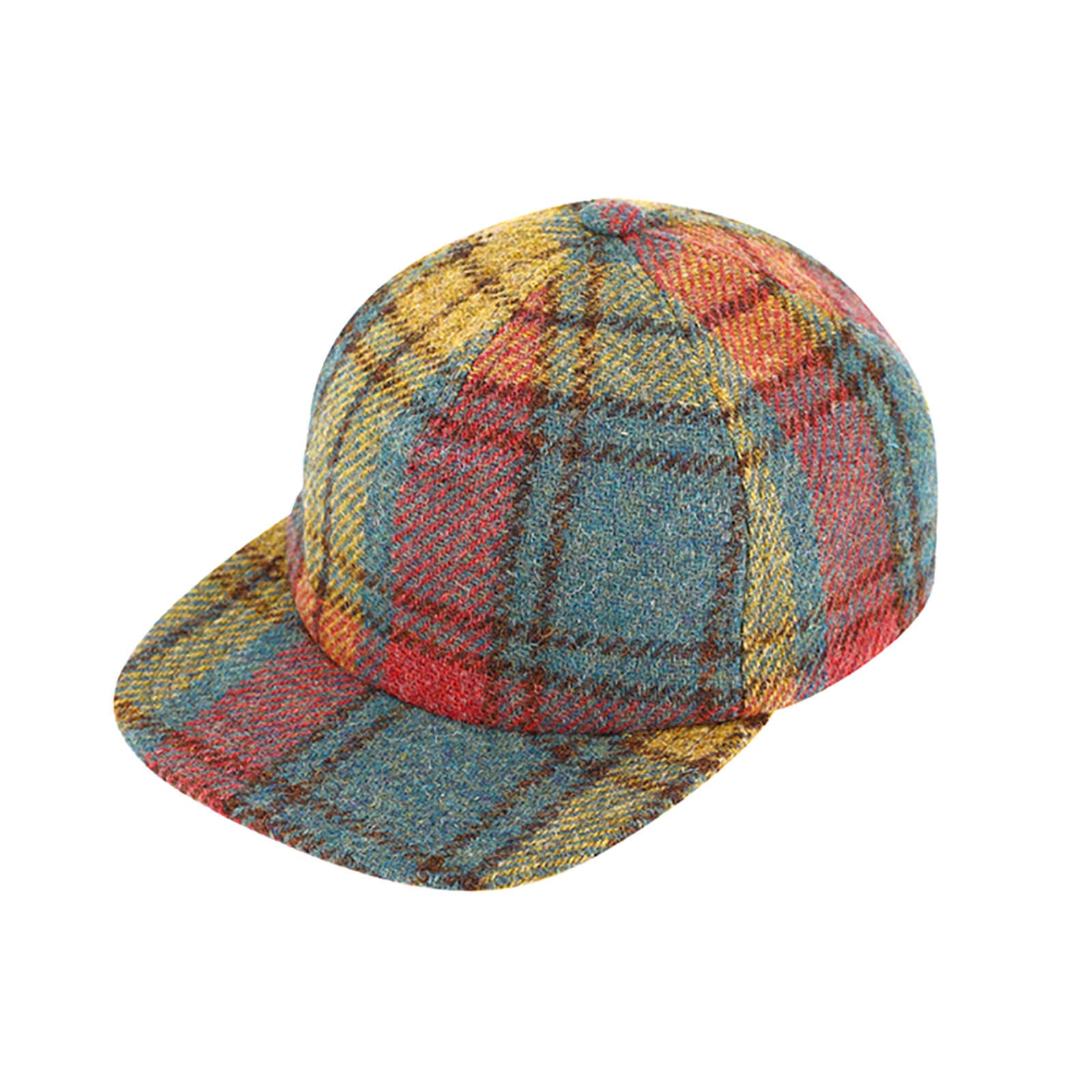 Fiebig Baseballcap Harris Tweed kariert Petrolblau