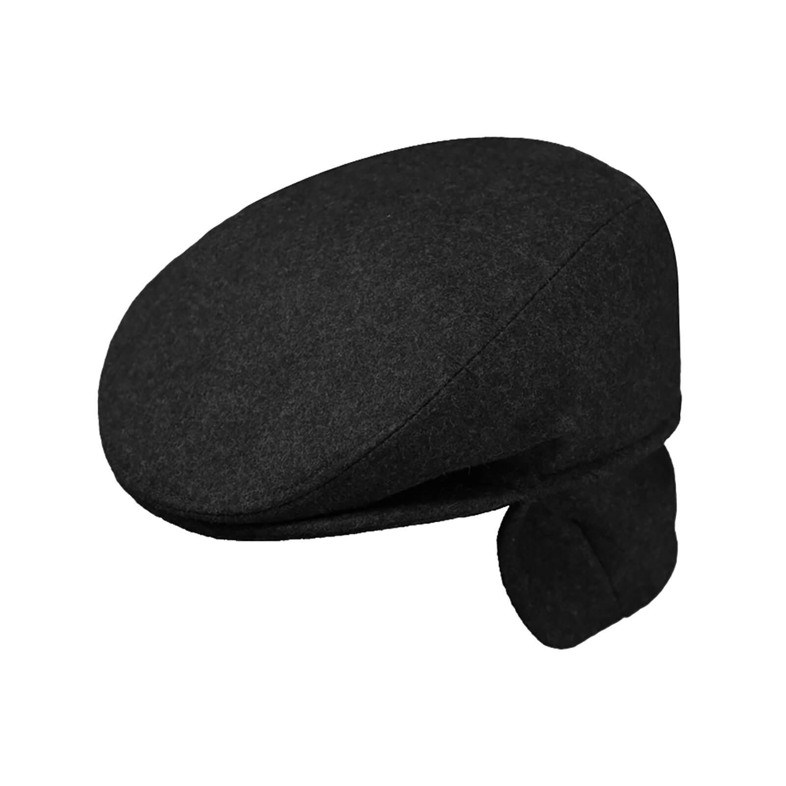 Fiebig Flatcap Wolle uni mit Ohrenklappen Schwarz