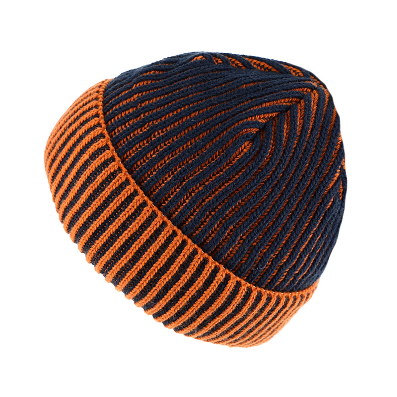 Fiebig Strickbeanie zweifarbig gerippt mit Umschlag