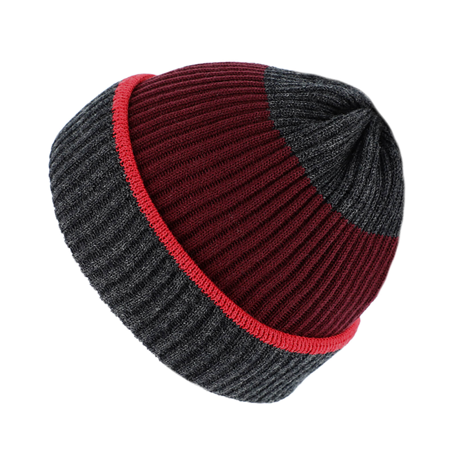 Fiebig Strickbeanie Merino gerippt dreifarbig