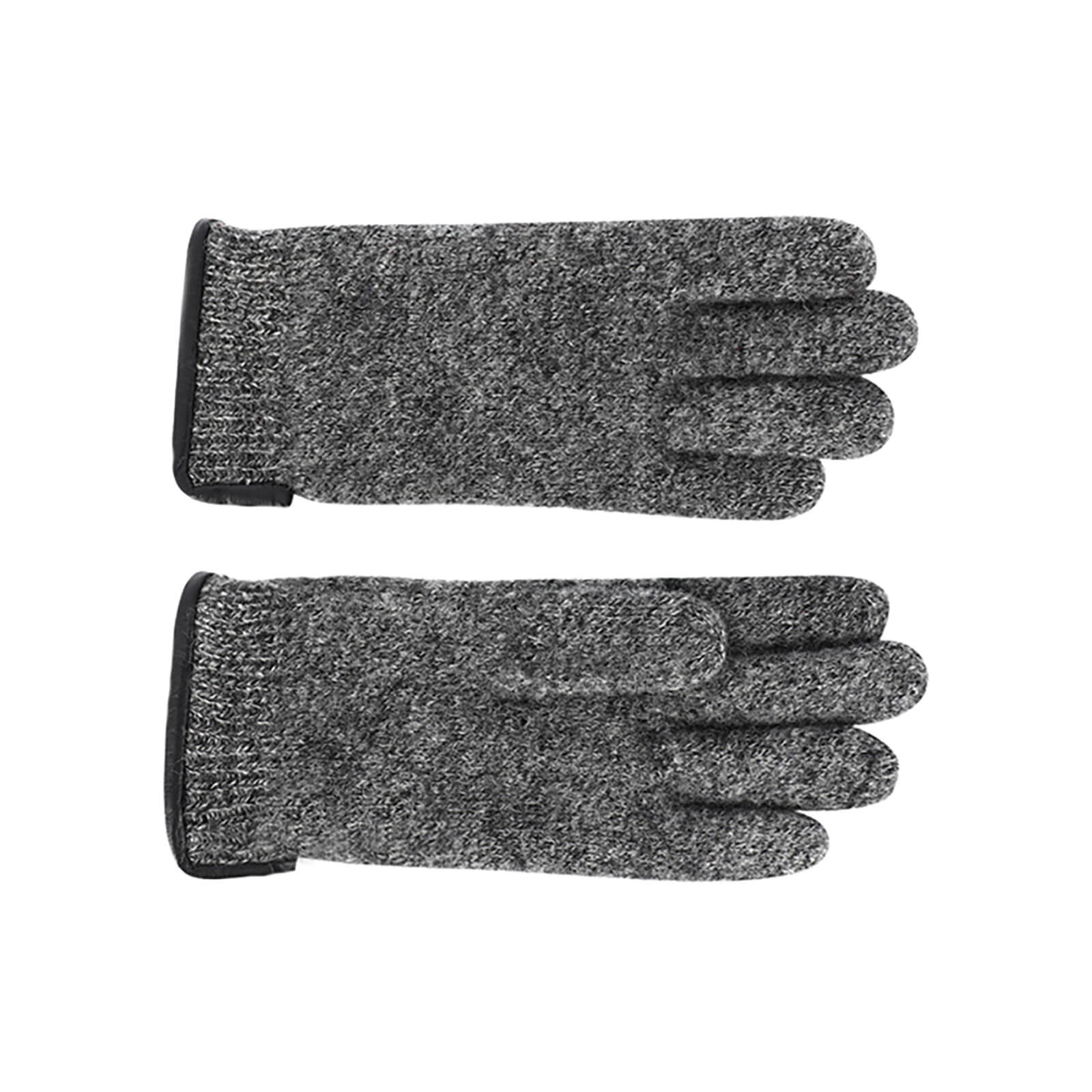 Fiebig Handschuhe gewalkte Wolle mit Lederkante Anthrazit