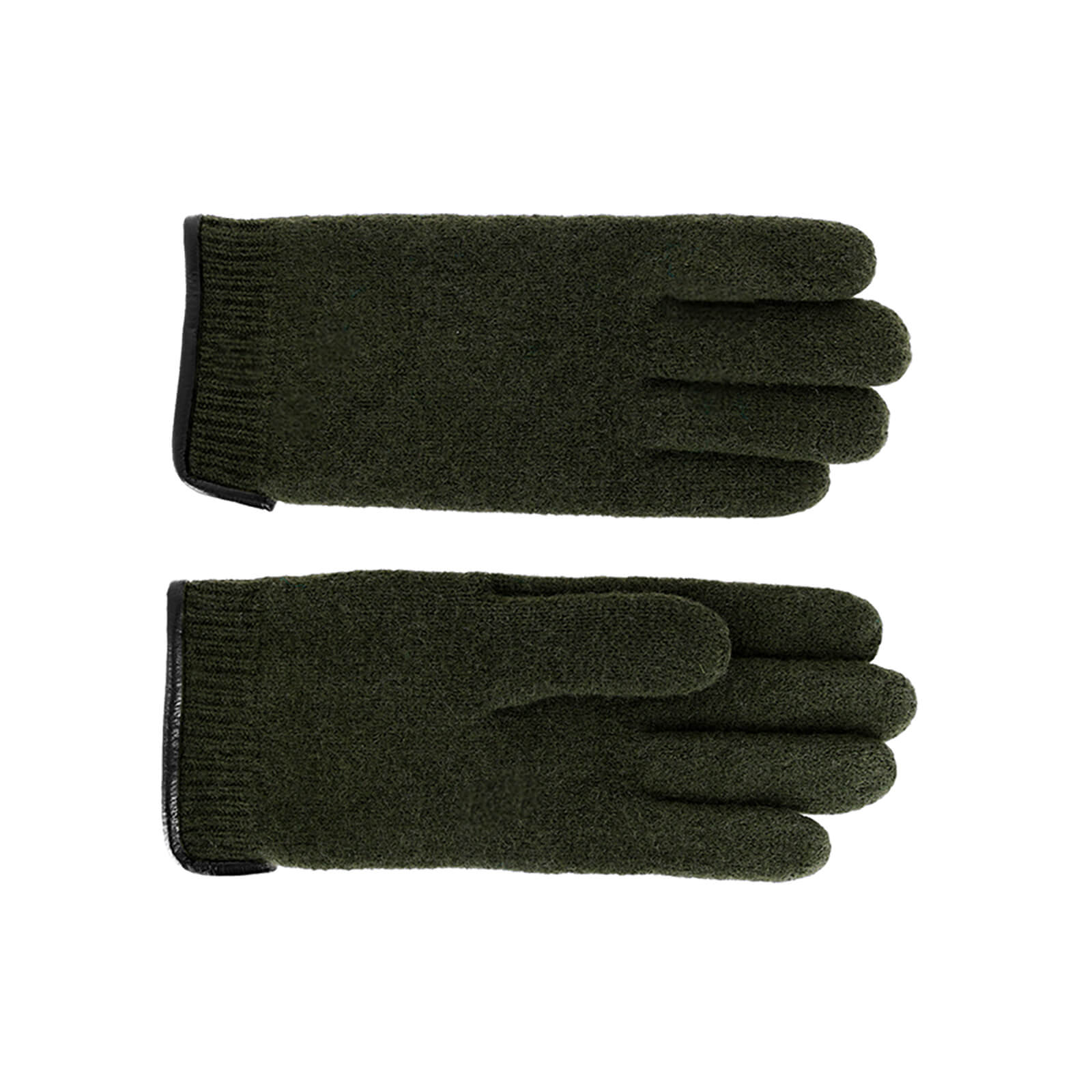 Fiebig Handschuhe gewalkte Wolle mit Lederkante Oliv