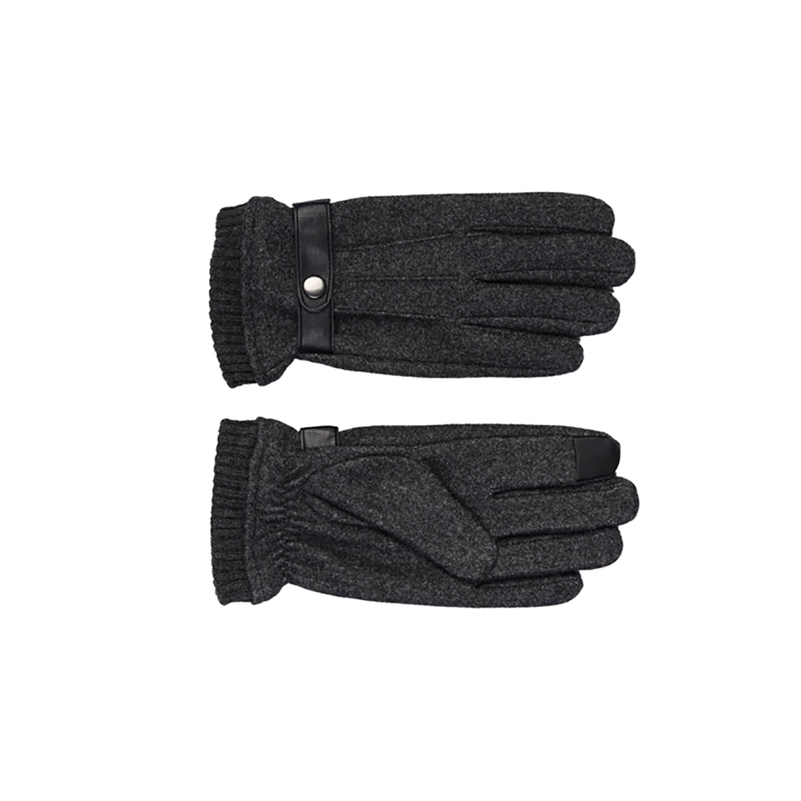 Fiebig Handschuhe melange mit Strickbündchen Anthrazit