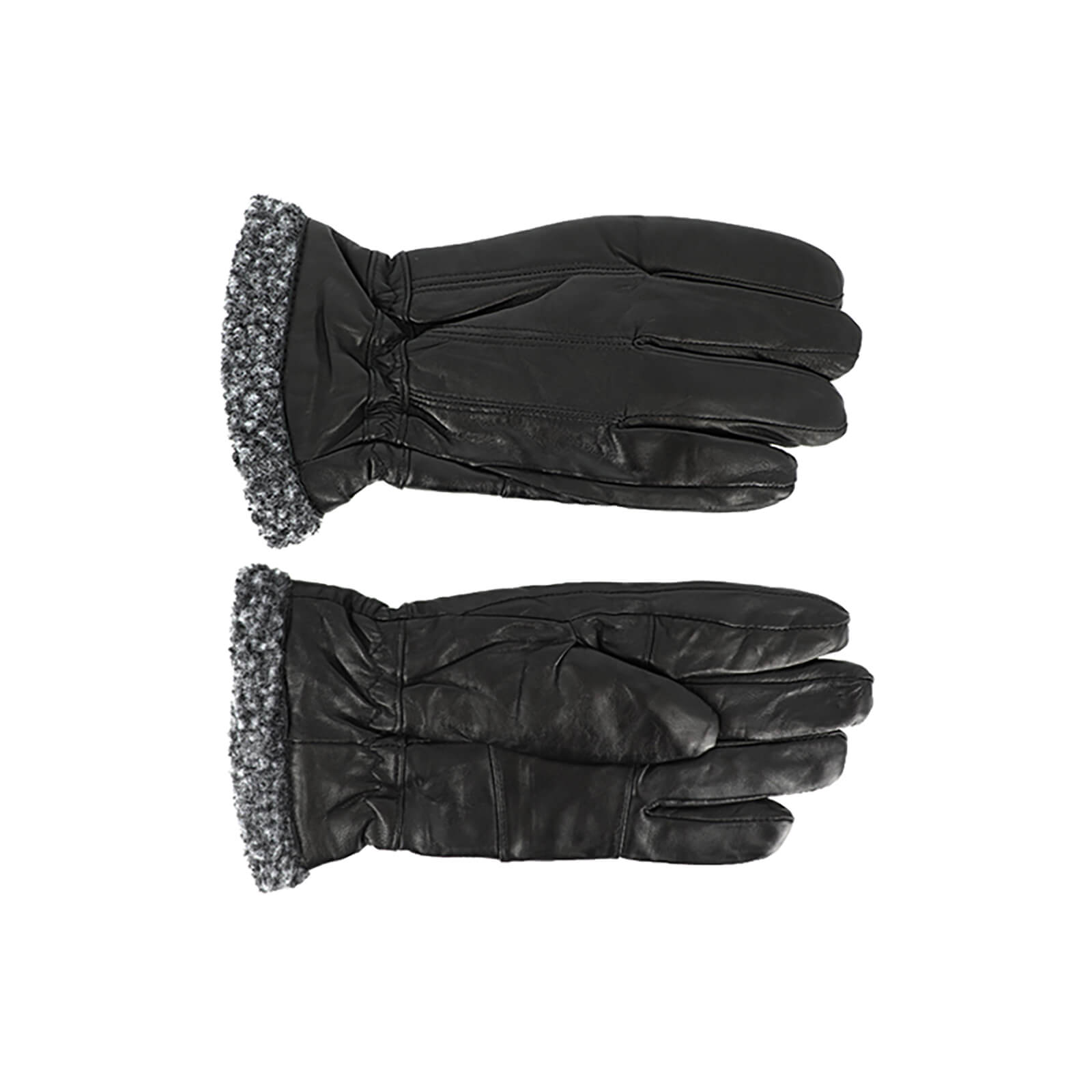 Fiebig Handschuhe Leder mit Teddyfleece Schwarz