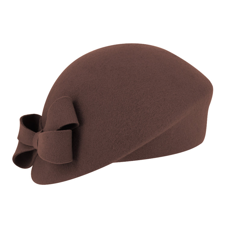 Fiebig Wollfilzhut Pillbox asymmetrisch uni – Braun