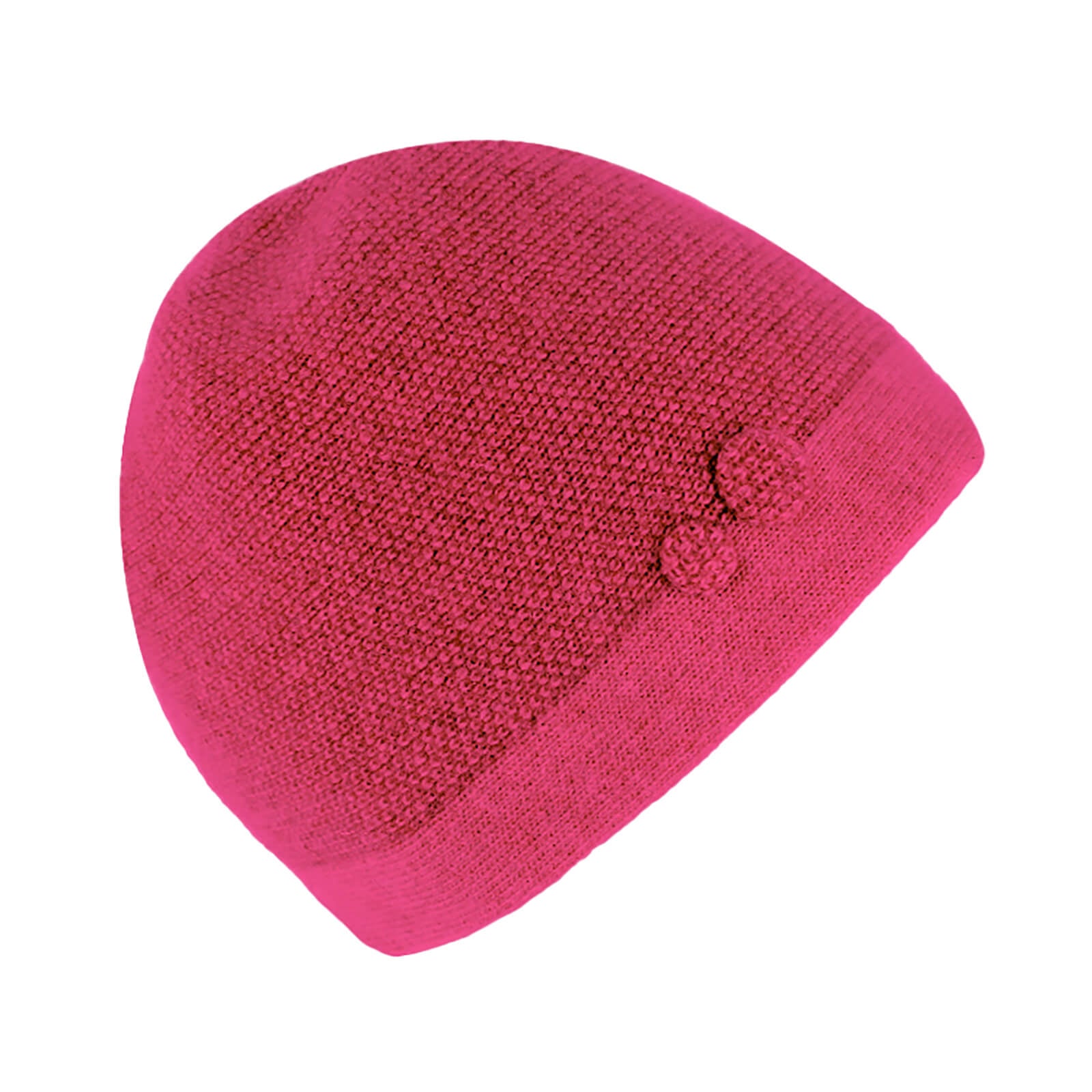 Fiebig Beanie Wolle melange mit Knopfgarnitur