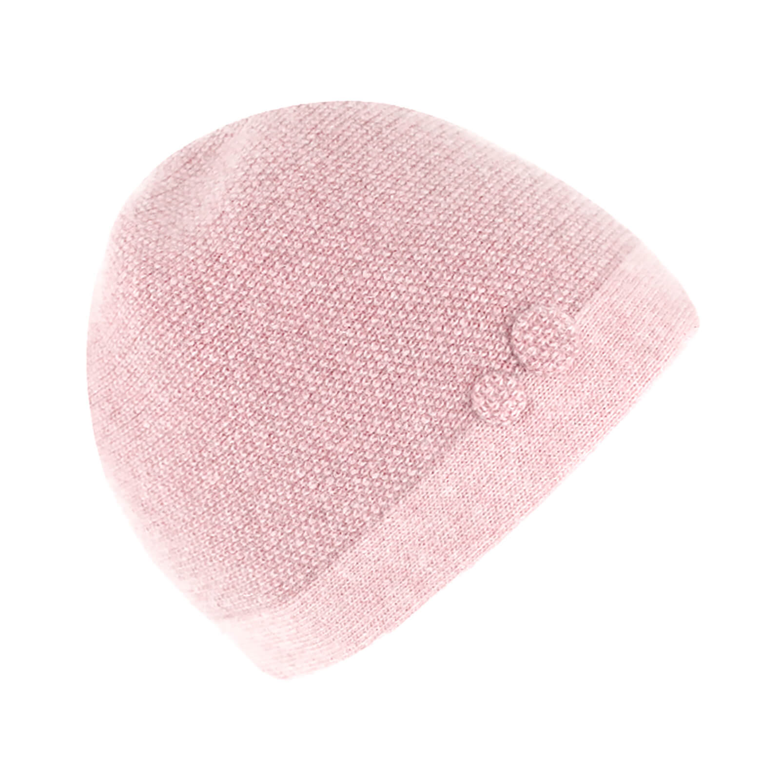Fiebig Beanie Wolle melange mit Knopfgarnitur