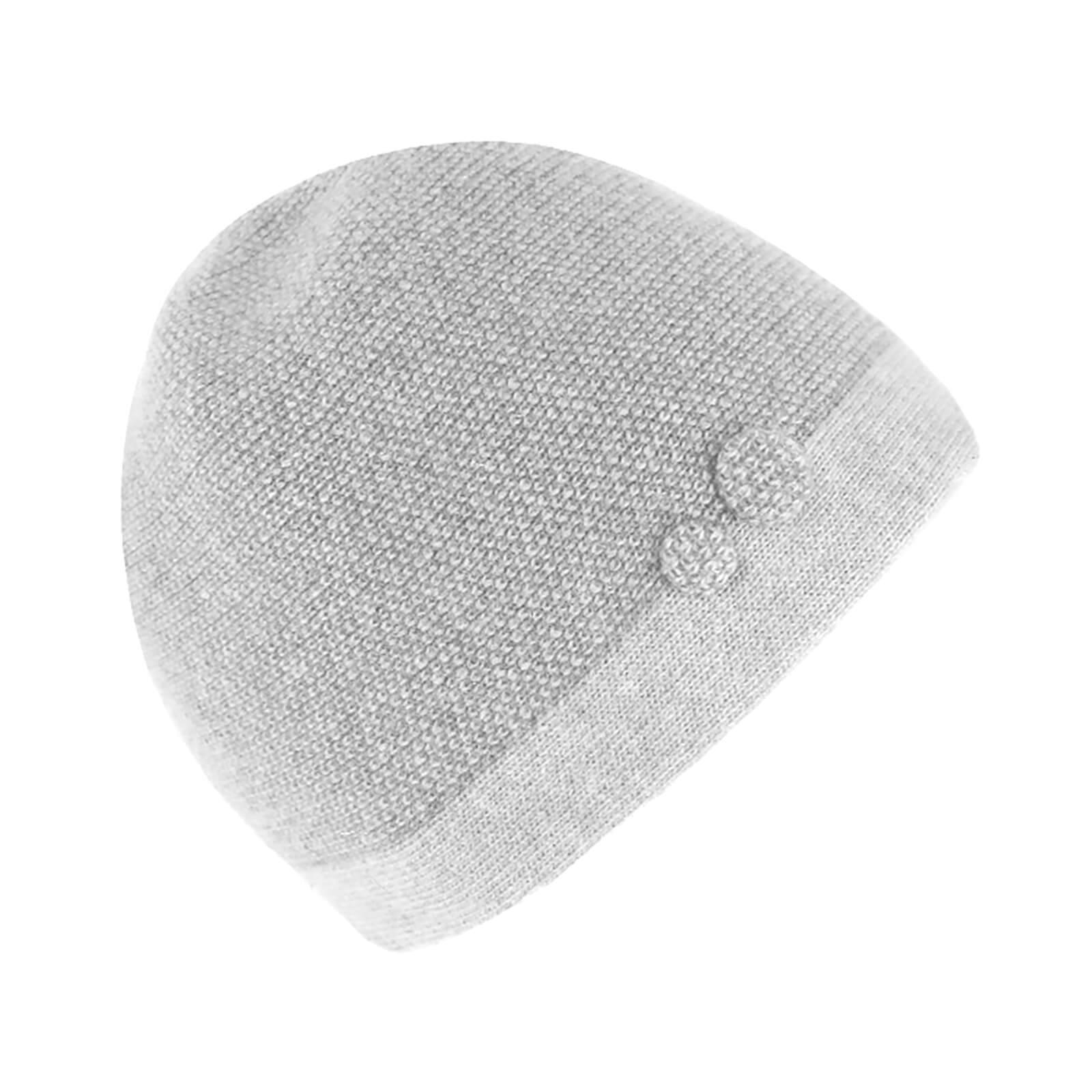 Fiebig Beanie Wolle melange mit Knopfgarnitur
