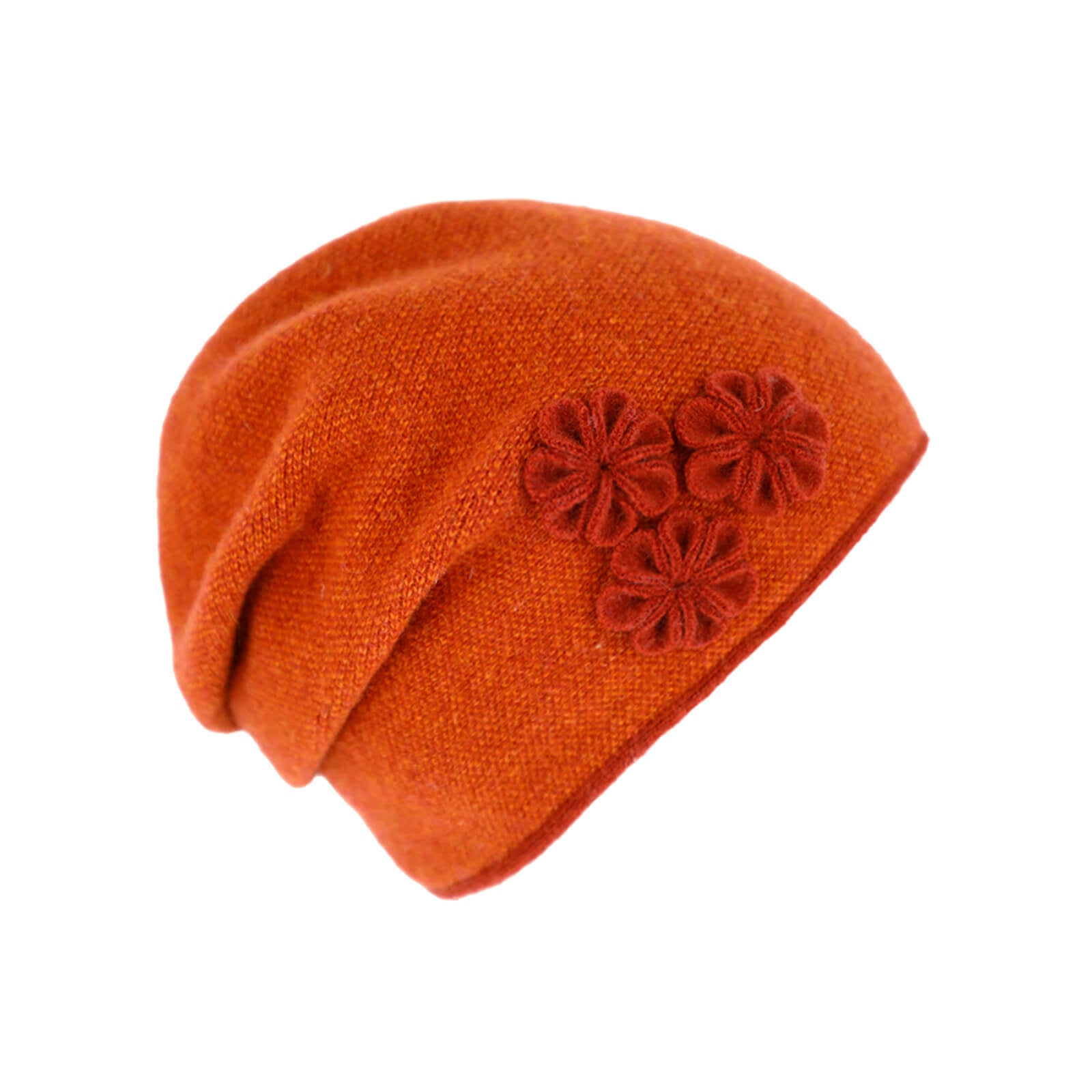 Fiebig Strickmütze Beanie Wolle melange mit Raffung