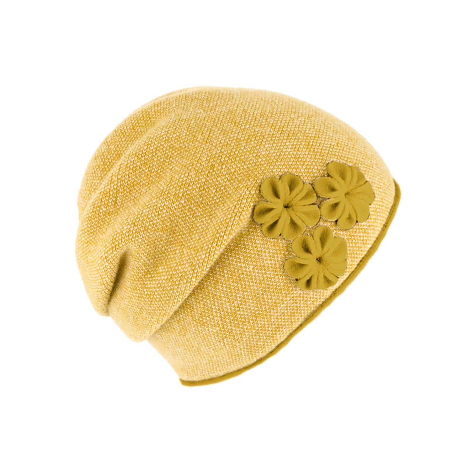 Fiebig Strickmütze Beanie Wolle melange mit Raffung