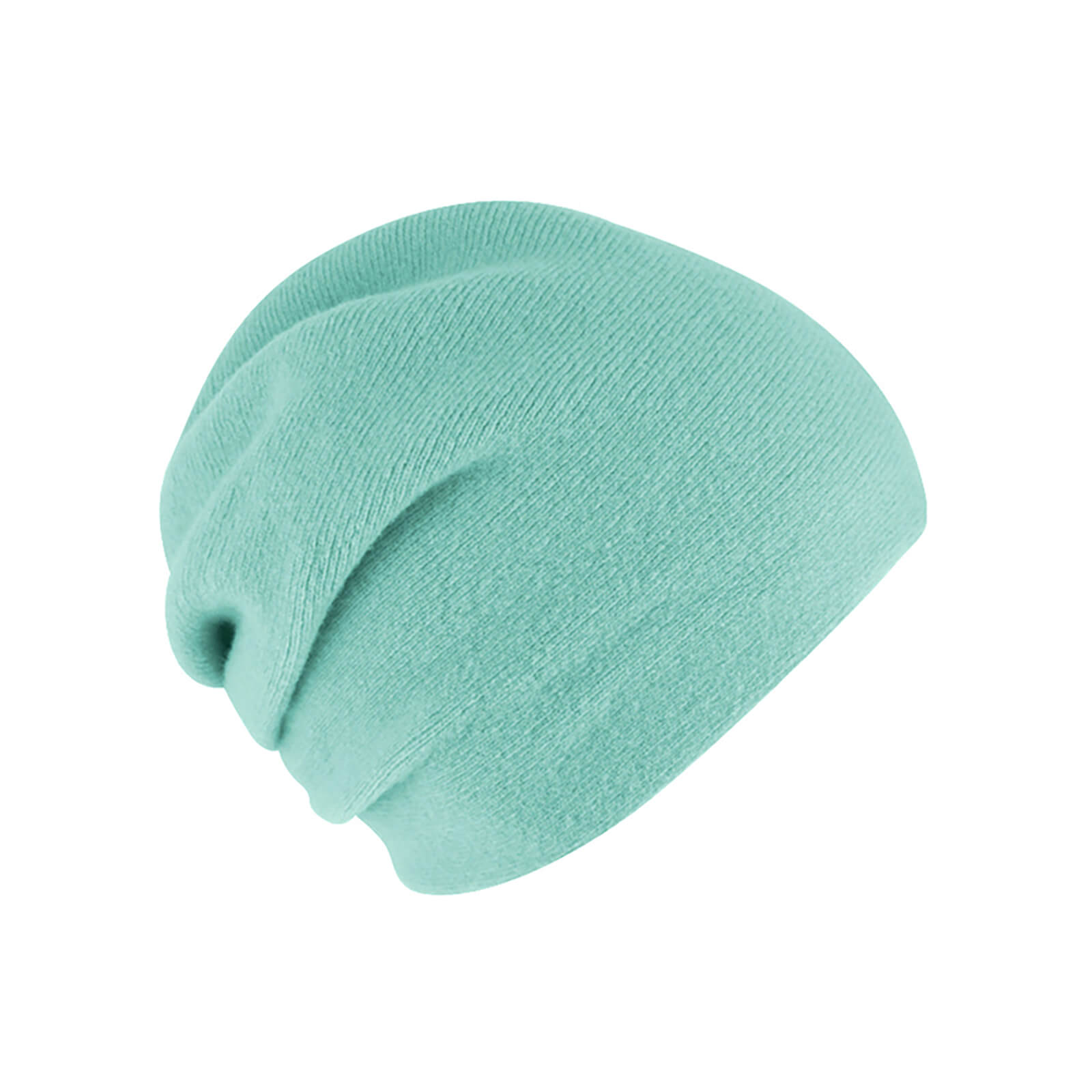 Fiebig Strickmütze Beanie Wolle uni zweilagig mit Raffung