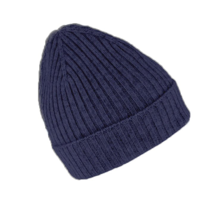 Fiebig Strick Beanie Kaschmir uni – Marineblau
