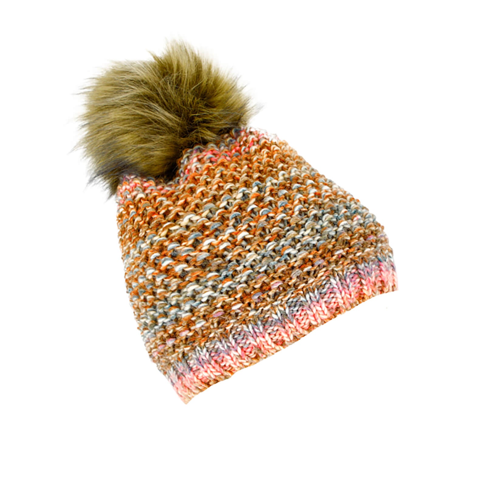 Fiebig Strickmütze mit Kunstfellbommel melange