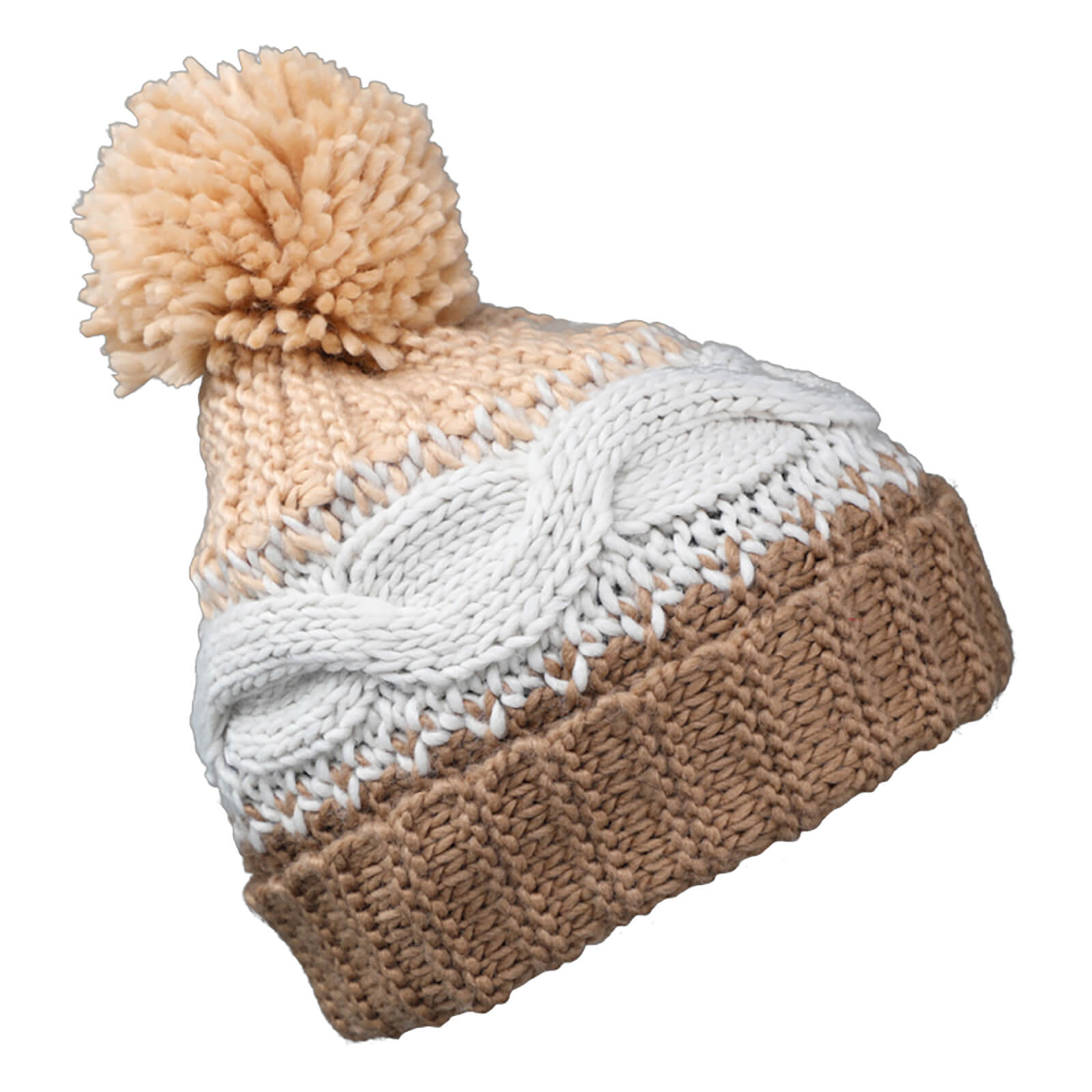 Fiebig Strickmütze mit Pompon dreifarbig